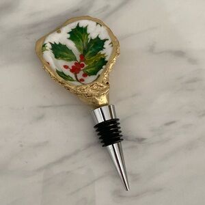 Christmas Holly Oyster Shell Wine stopper